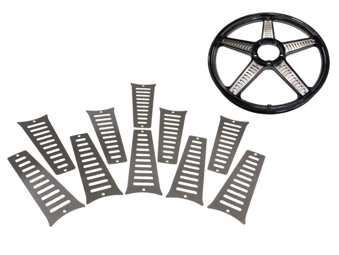 Wheel transformer set Grimeca 5 star wheel stainless steel striped model Puch Maxi  product