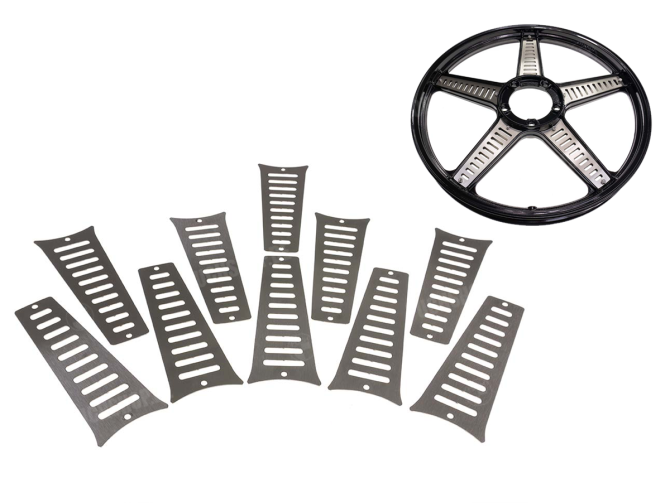 Wheel transformer set Grimeca 5 star wheel stainless steel striped model Puch Maxi  main