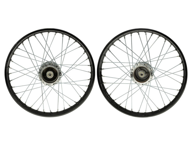 17 inch spoke wheel 17x1.40 black / galvanized set Puch Maxi S / N A-quality product