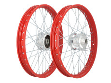 17 inch spaakwiel 17x1.40 vuurrood / verzinkt set Puch Maxi S / N A-kwaliteit