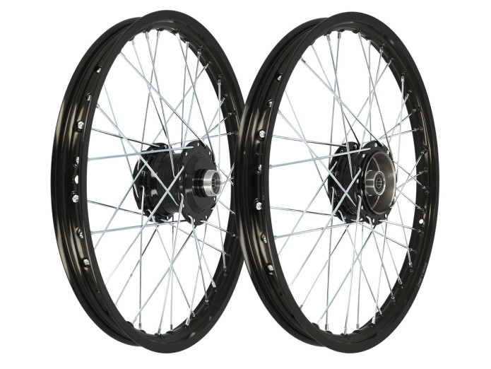 17 Zoll Speichenrad 17x1.20 Rigida Aluminium Set schwarz mit schwarzen Naben Puch Maxi S / N