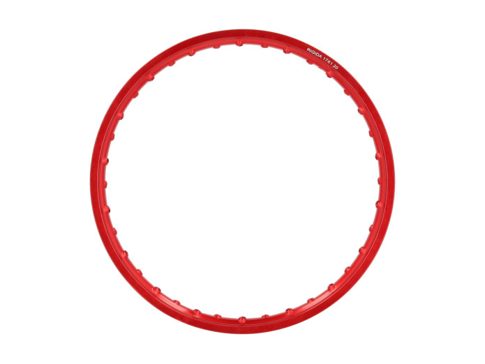 17 inch velg 17x1.20 spaakwiel Rigida aluminium rood geanodiseerd 