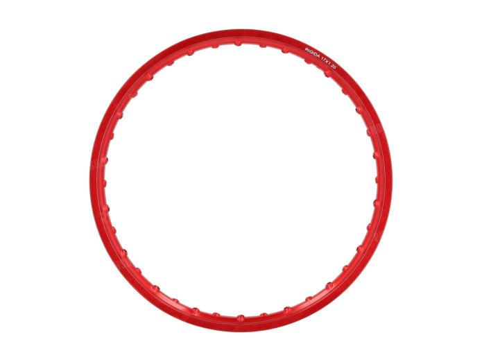 17 inch velg 17x1.20 spaakwiel Rigida aluminium rood geanodiseerd 