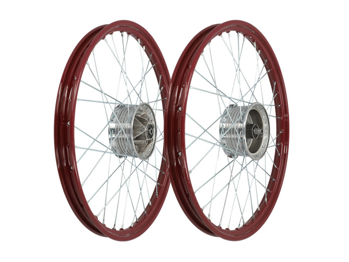 19 Zoll Speichenrad 19x1,20 Stahl Bordeauxrot / verzinkt Set Puch MV / VS / MS A-Qualität