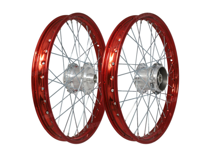 17 inch spoke wheel 17x1.40 steel candy red / galvanized set Puch Maxi S / N A-quality