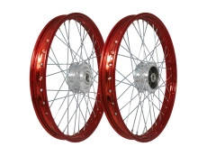 17 inch spaakwiel 17x1.40 staal candy red / verzinkt set Puch Maxi S / N A-kwaliteit