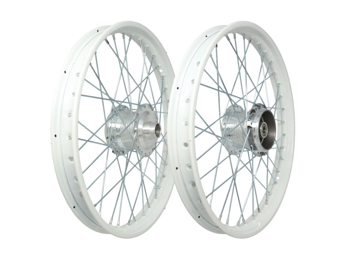 17 inch spaakwiel 17x1.40 staal glans wit / verzinkt set Puch Maxi S / N A-kwaliteit