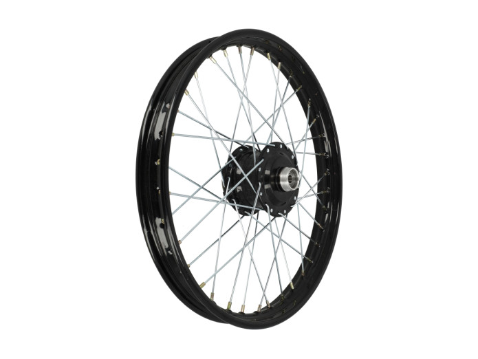 Puch 17 inch spaakwiel set zwart op zwart compleet