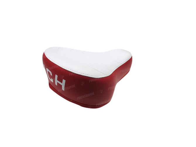 Saddle Puch Maxi thick white / red with Puch text  main
