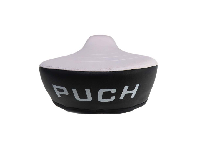 Zadel Puch Maxi dik zwart / wit met tekst product