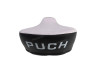 Puch Saddle / Parts Saddle Puch Maxi black / white with text Saddle Puch Maxi thick black / white with logo