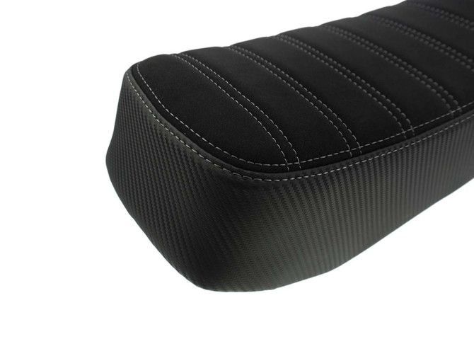 Buddyseat Puch Maxi black custom carbon and tuck and roll stitching product