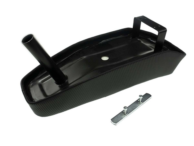 Buddyseat Puch Maxi zwart custom carbon tuck roll stiksels product